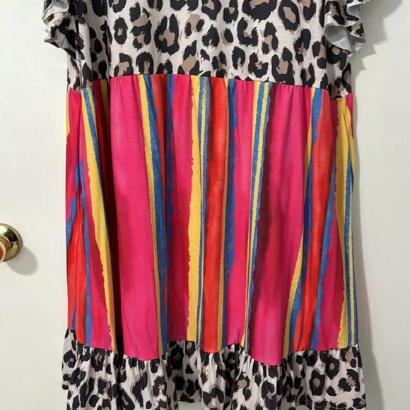 Southern Stitch XXL cheetah and colorful stripe with pockets - Picture 3 of 12